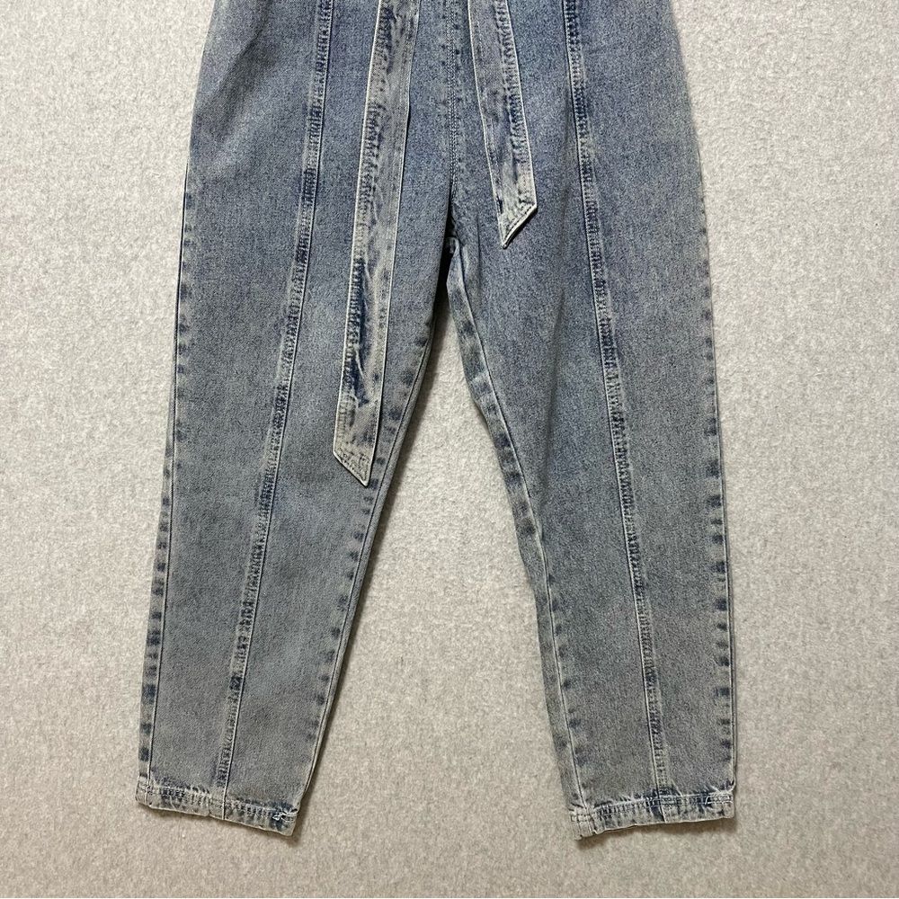 Kendall & Kylie Denim Strapless Jumpsuit Size Tie Large Belt Cropped Leg - Picture 5 of 13